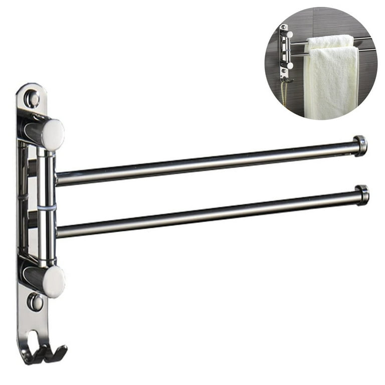 Bathroom Towel Rack, Swivel Towel Rack 2-Arm, Swing Out Double Towel Bar  Wall Mounted, SUS304 Stainless Steel Brushed Finish,Style 1