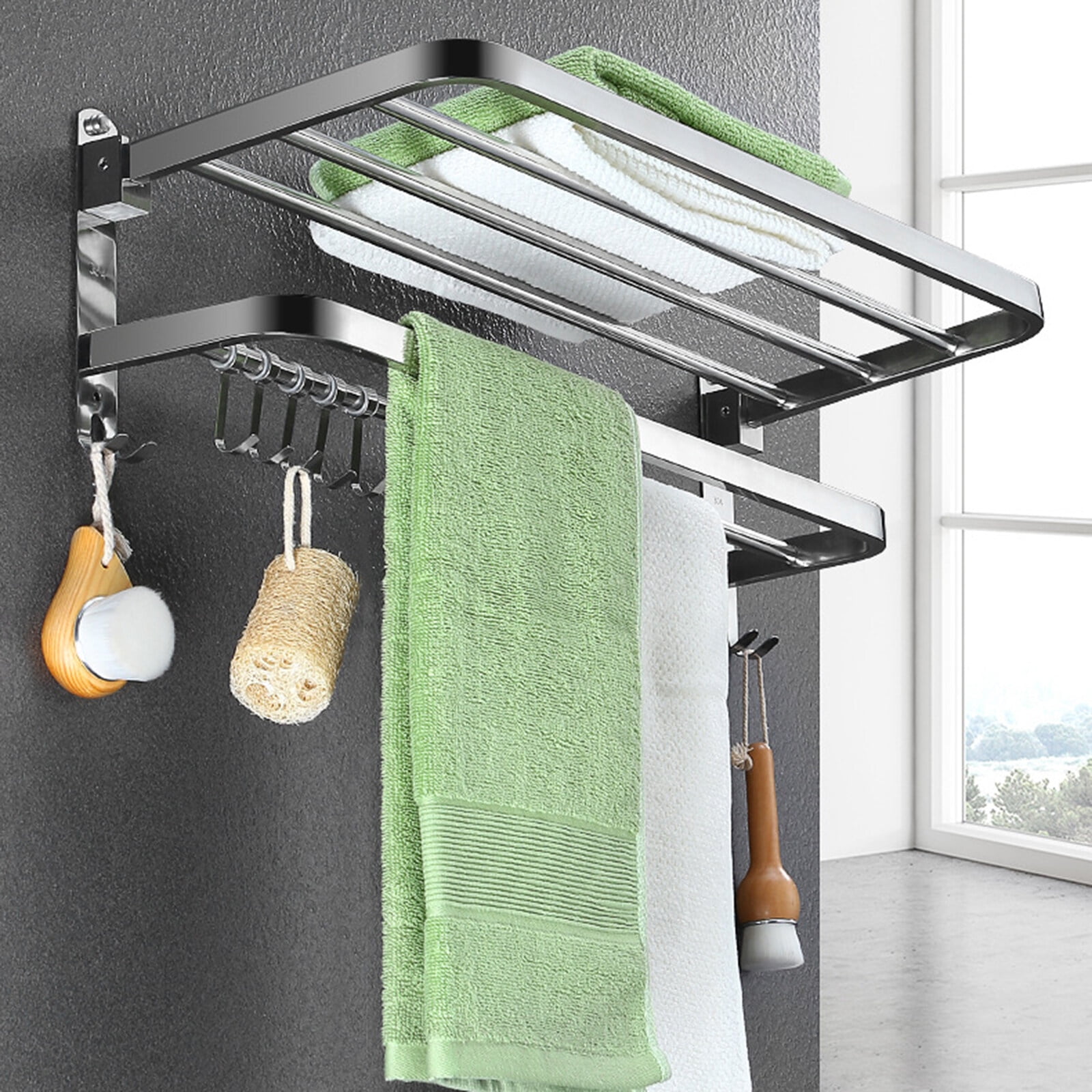 Bathroom Towel Rack with Towel Bar Holder 23.6in Towel Shelf Bathroom ...