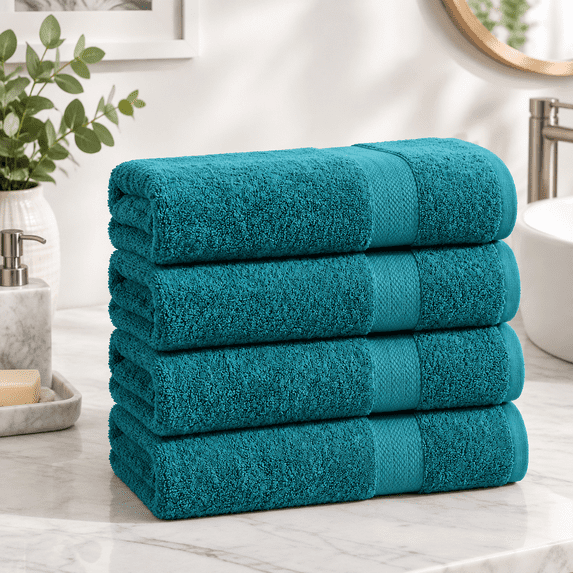 Bathroom Towel Set 4 Piece Soft Absorbent Quick Dry - Sea Port ...