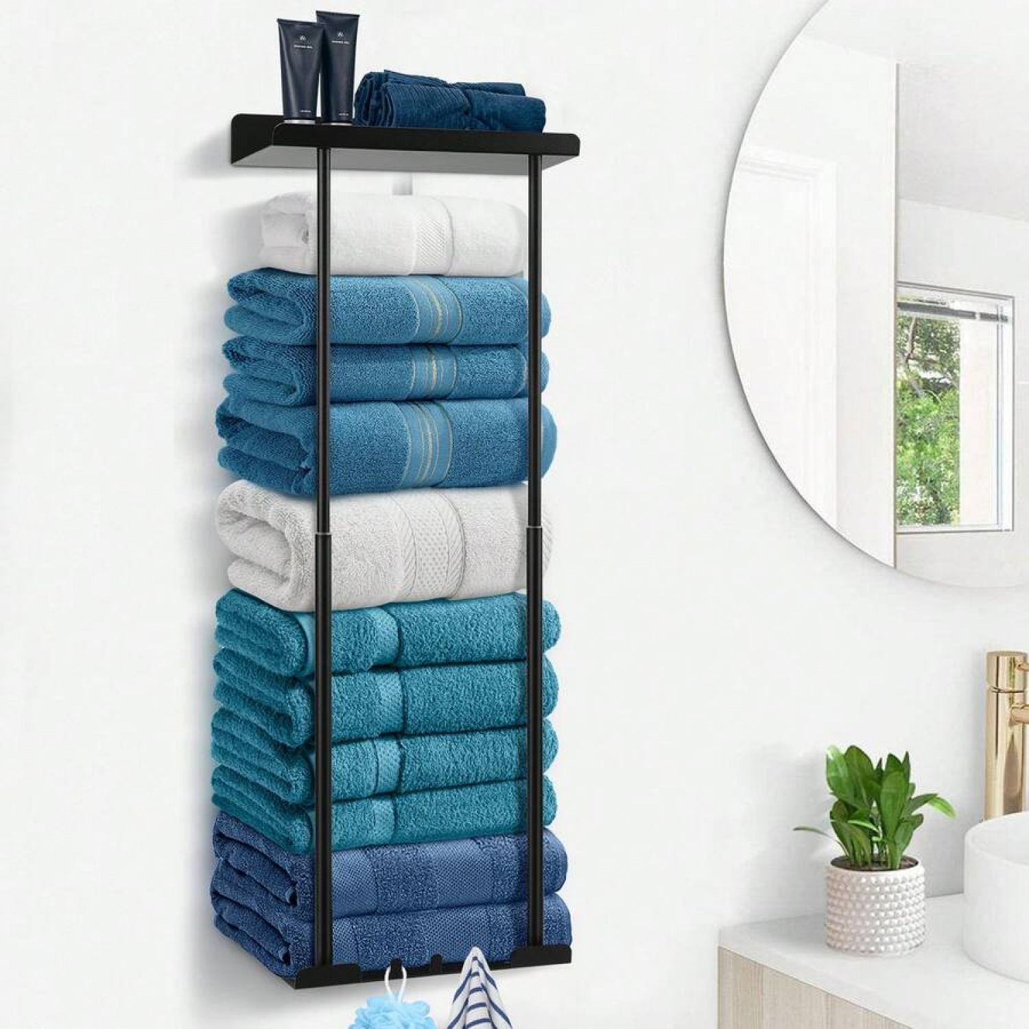 Bathroom Towel Storage Black Towel Holder Bathroom Decor Aesthetic ...