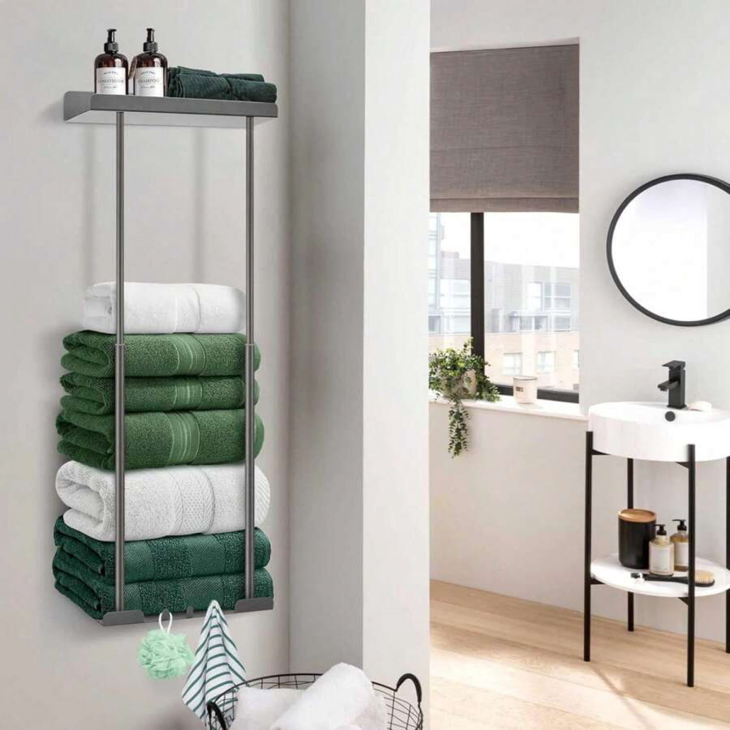 Bathroom Towel Storage Black Towel Holder Bathroom Decor Aesthetic ...