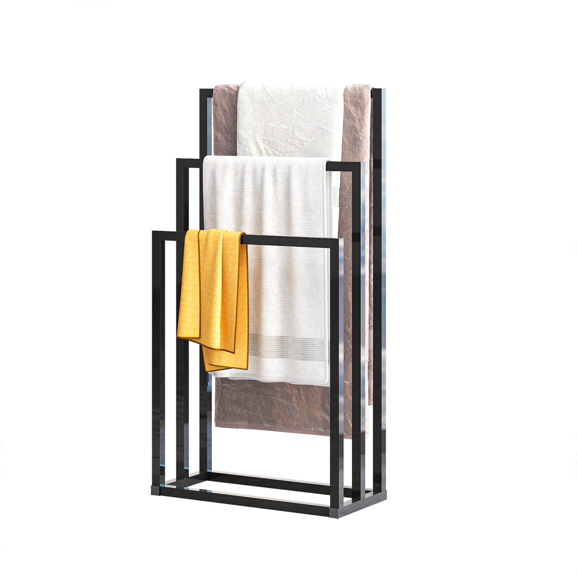 Matte Black Metal Freestanding 3-Tier Towel Ladder