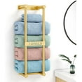 thumbnail image 1 of Bathroom Towel Storage for Bathroom, Wall Towel Rack for Rolled Towels,Towel Holder Wall Mounted with Metal Shelf Can Holds 6 Large Towels, Brushed Nickel, 1 of 13