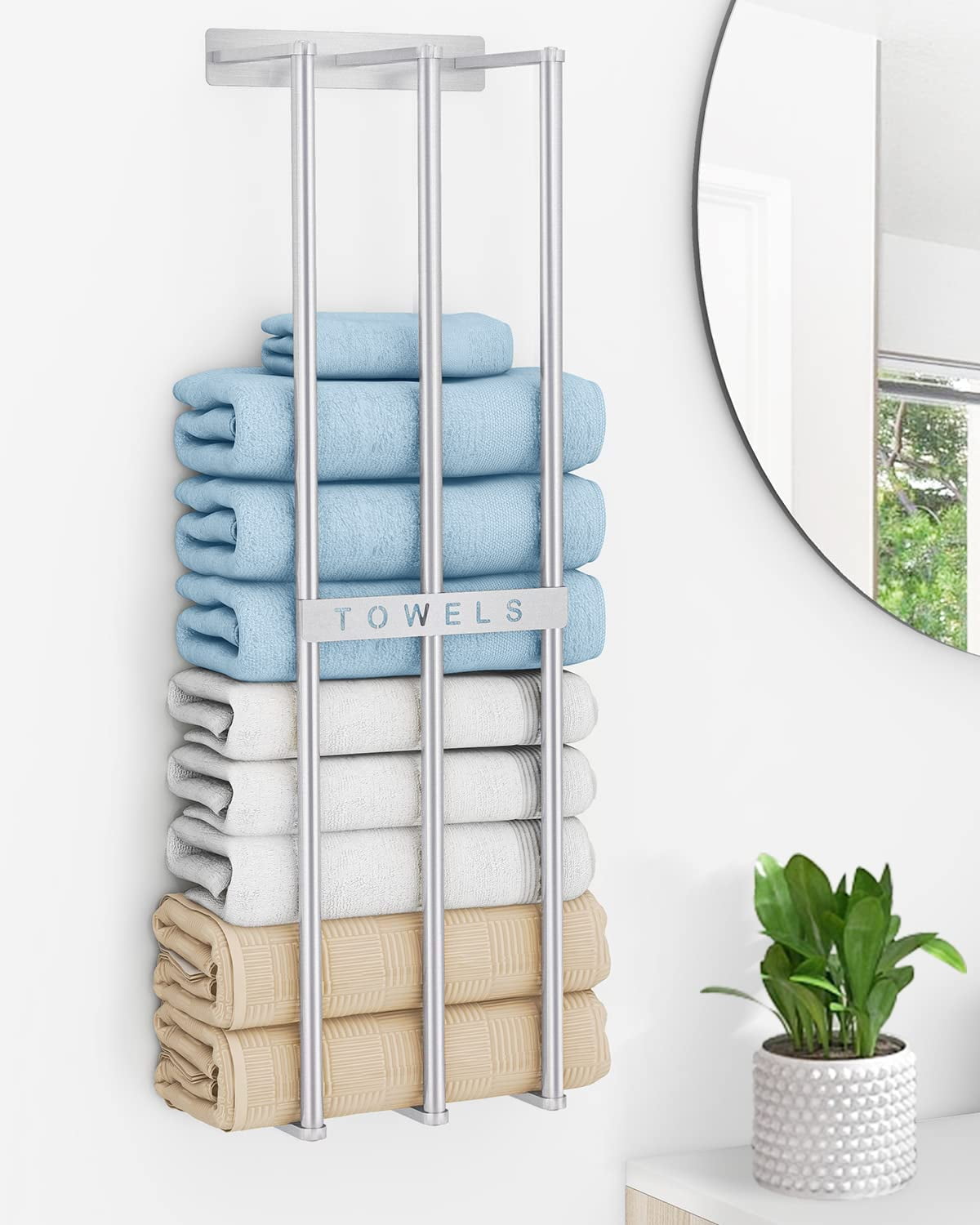 Towel Storage Wall, Towel Rack for Bathroom Wall Mounted, Bath Towel ...