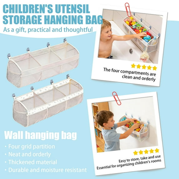 Bathroom Toy Storage Organizer, Large Capacity Mesh Hanging Bag for Bath Toys, Wall Mounted Bathroom Organizer, Bathtub Toy Storage Shower Caddy A 24.8x6.3x8.6", 1Pcs