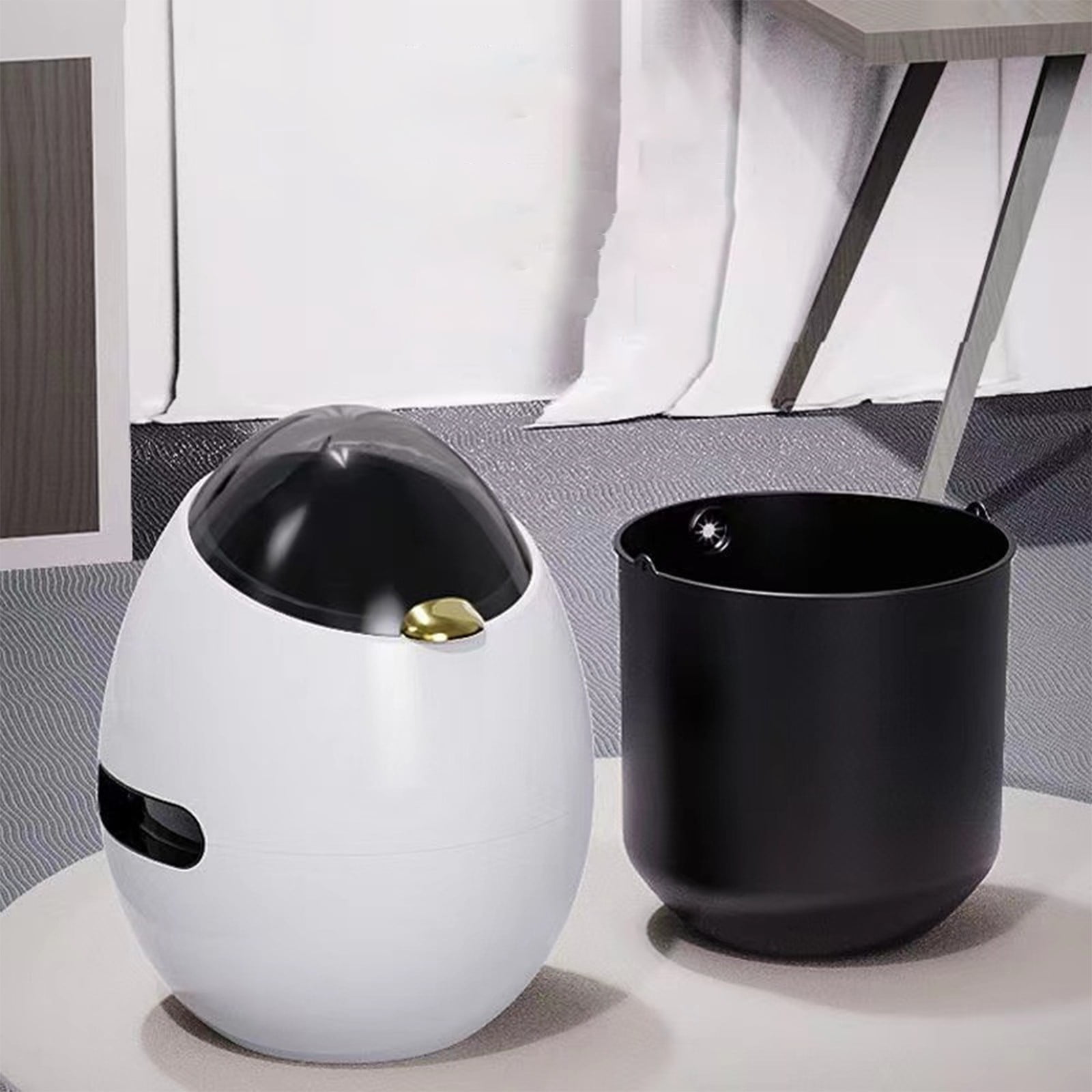 Bathroom Trash Bin,Luxuries Oval Compartment Trash Bin with Inner and ...