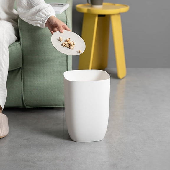 Bathroom Trash Bin Small Office Can Plastic Waste Paper Rubbish Bin Modern Bin for Bathroom Bedroom Living Room White