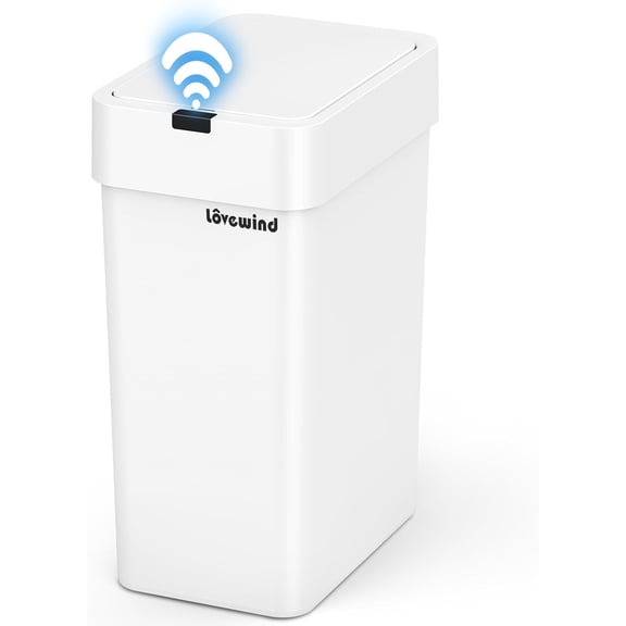 Bathroom Trash Can,2.4 Gallon Automatic Garbage Can with Lid for Bathroom Bedroom Kitchen Office,9 Liter Small Touchless Motion Sensor Trash Bins, White