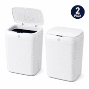 WLRETMCI 2 Pack 3.4 Gal Automatic Bathroom Trash Can with Lid, Rechargeable Touchless Motion Sensor Garbage Can for Bathroom, Bedroom, Office, White