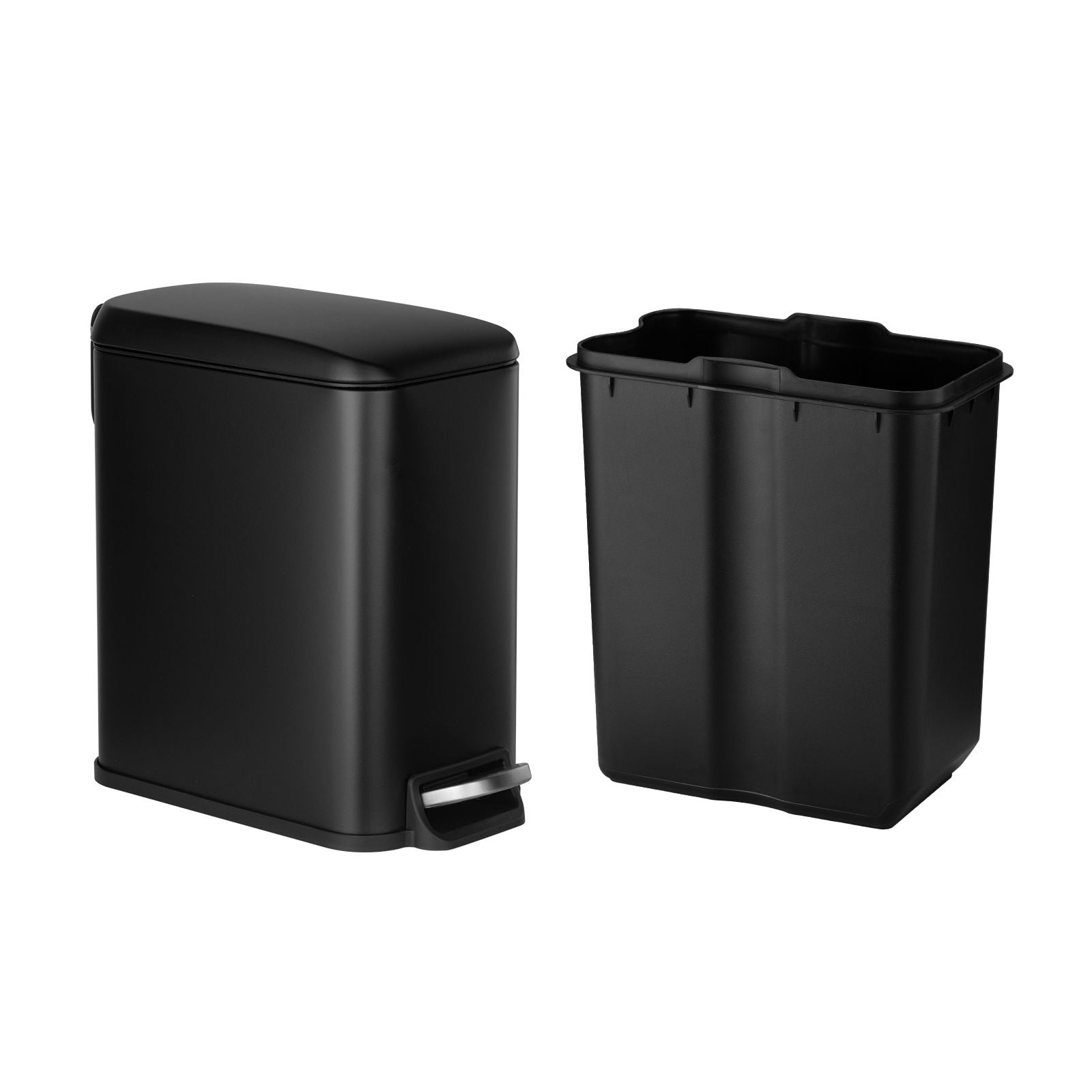 Bathroom Trash Can 6L Slim Design Silent Lid Foot Pedal Detachable Inner Bin Odor-Resistant for Bathroom Kitchen Office