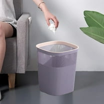 Bathroom Trash Can | Large Capacity Plastic Garbage Bin | Contactless Lidless Design | Slim Space-Saving | Modern Yellow Purple | 28x23x23cm | 1 Pack | Easy Clean | Office Kitchen Living Room