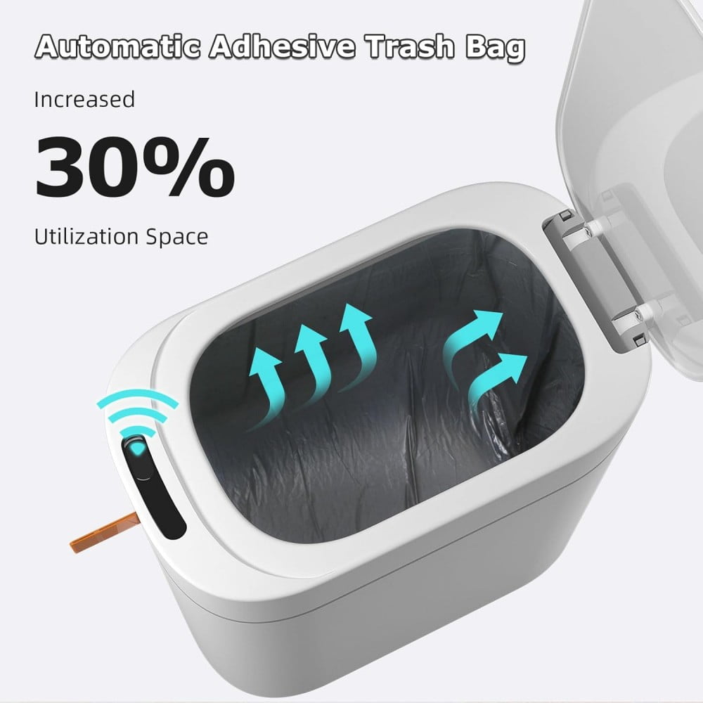 Funest Motion Sensor Trash Can – 3.2 Gallon, Slim Touchless Bathroom Garbage Can With Lid, Auto Open/Close, White