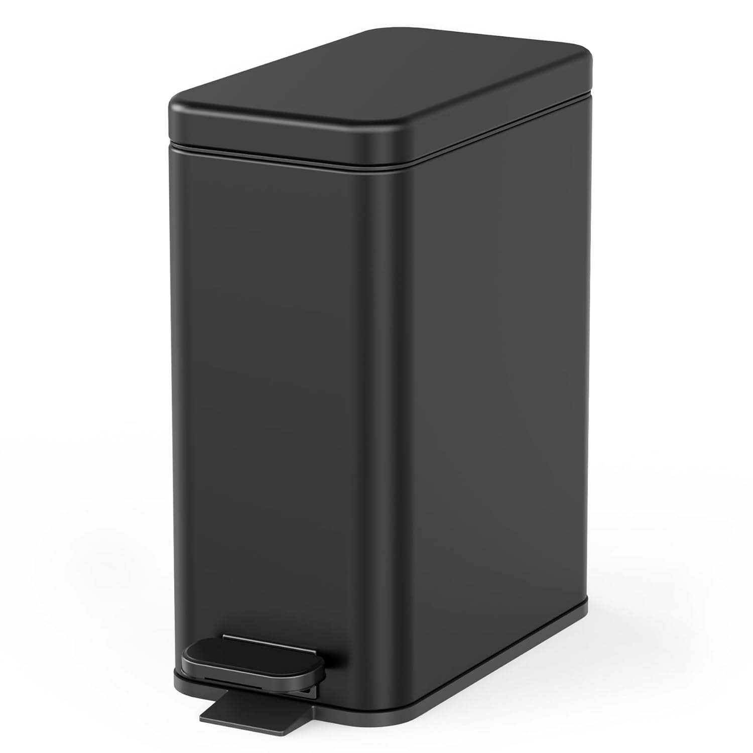 Bathroom Trash Can with Lid, 2.6 Gallon Small Black Bathroom Garbage ...