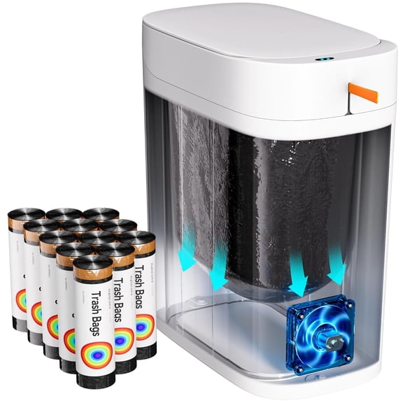 Bathroom Trash Can with Lid, 3.5 Gallon Slim Touchless Sensor Trash Can, Automatic Suction Smart Trash Can, Suitable for Bedrooms, Offices, Kitchens, and Bathrooms.