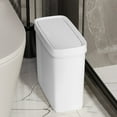 thumbnail image 1 of Bathroom Trash Can With Lid, Garbage Can With Press Popup Lid, Plastic Wastebasket, For Toilet Office Bedroom Living Room, Narrow Design, Odor Isolation, Thickened Material, Easy To Use, 1 of 6