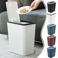 thumbnail image 1 of Bathroom Trash Can With Lid | Plastic Garbage Bin With Press Popup Lid | Narrow Odor-Locking Wastebasket With Inner | 12x10x7 Inches | For Home, Office, Toilet | 1-Pack, 1 of 5