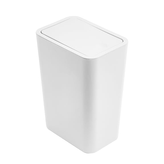 Bathroom Trash Can With Press Lid Plastic Wastebasket Lid Garbage Bin 13.11x8.74x6.18in Small Odor Control Trash Can For Toilet Office Bedroom Living Room(White)