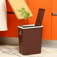 thumbnail image 1 of Bathroom Trash Can with Press Lid, Plastic Wastebasket with Popup Cover, Odor Locking Garbage Bin for Toilet Bedroom Office, Space Saving Modern Household Trash Can, 1 of 6