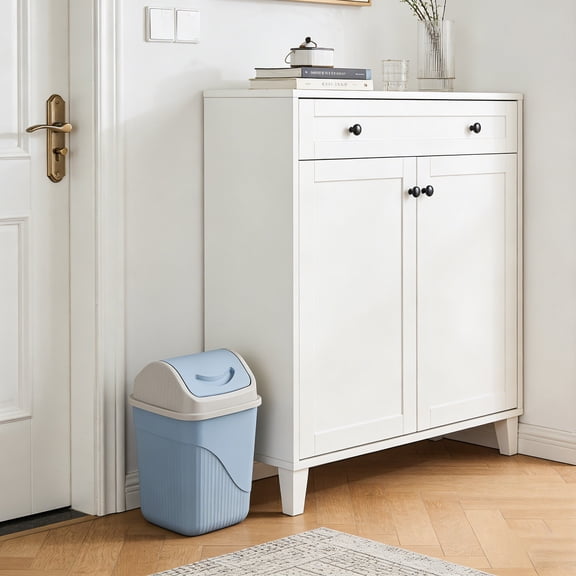 Bathroom Trash Can With Lid Square Trash Can Waste For Bathroom And Small Spaces – Control Two Way Swing Lid – Compact And Rubbish Bags