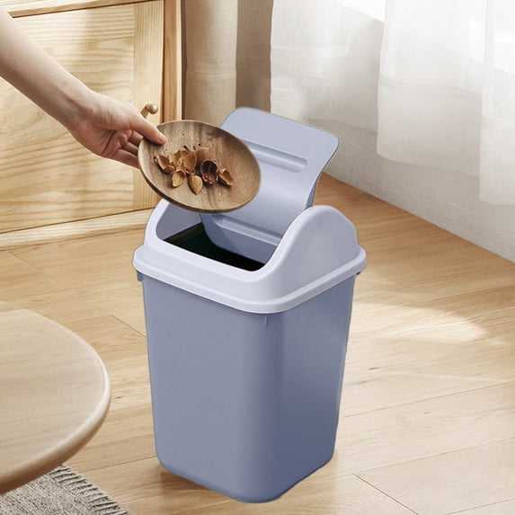 Bathroom Trash Can with Flip Lid 10L, Small Gray Garbage Can with Press Lid for Toilet Office Bedroom Living Room, Plastic Wastebasket