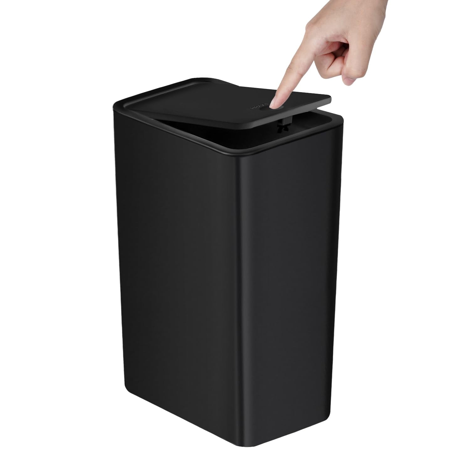 Bathroom Trash Can with Lid 10 Liter Slim Garbage Bin Small Waste Basket Pop-Up Lid for Kitchen Bedroom Living Room Office Black