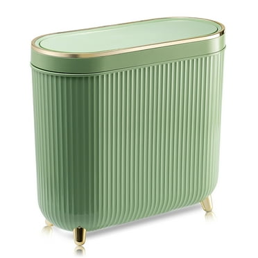 Bathroom Trash Can with Lid 3.2 Gallon Narrow Trash Can 12 Liter Rectangular Plastic Garbage Can Trash Bin for Bedroom Bathroom