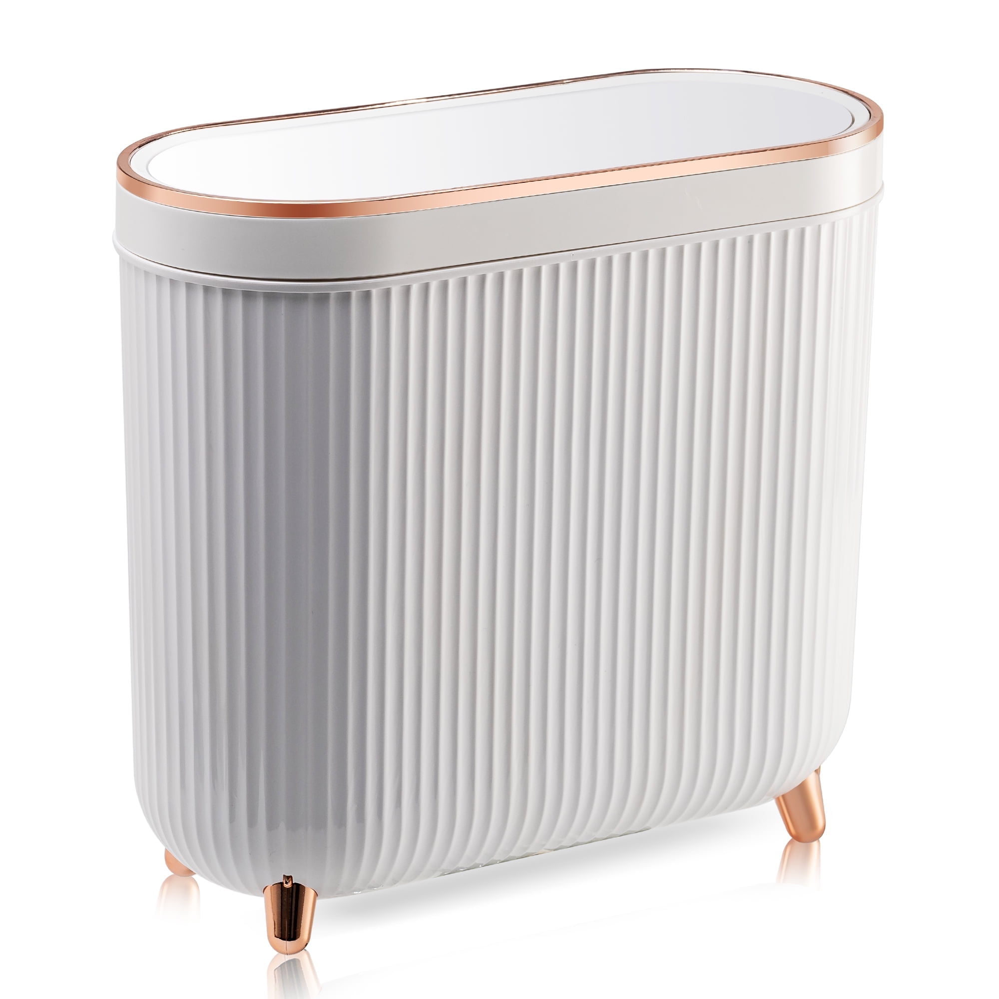 Bathroom Trash Can with Lid 3.2 Gallon Narrow Trash Can 13 Liter ...