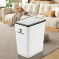thumbnail image 1 of Bathroom Trash Can with Lid, Press Popup Lid Plastic Wastebasket, Odor Locking, Narrow Design for Bedroom, Toilet, Office, Living Room, Kitchen Use, 1 of 5