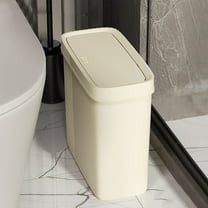 Bathroom Trash Can with Popup Lid, Press Lid Garbage Bin for Toilet, Office, Bedroom, and Living Room, Compact Design for Space-Saving Storage