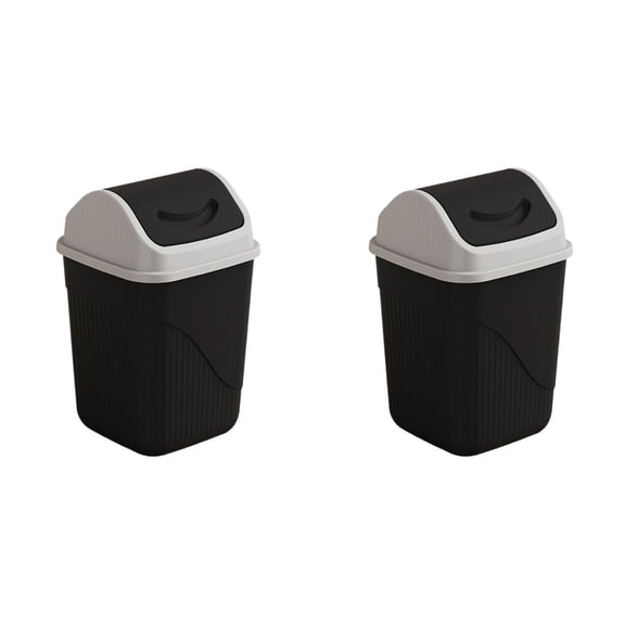Bathroom Can with Two Way Swing Lid, Square Garbage Bin for Office Bedroom Kitchen, Compact Waste Basket Dog Cat Proof 2 Pcs