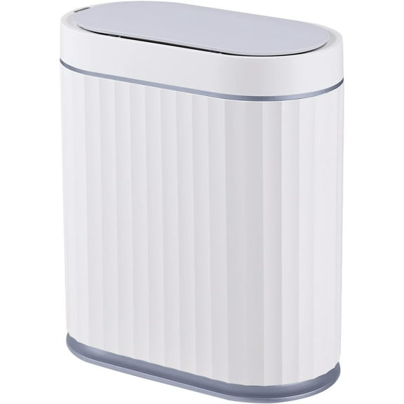 Bathroom Trash can Motion Sensor, Automatic Garbage can, Slim Plastic Smart Trash Bin with Lid, Commercial Intelligent Wastebaskets for Bedroom, Bathroom, Office, Grey, 2 Gallon