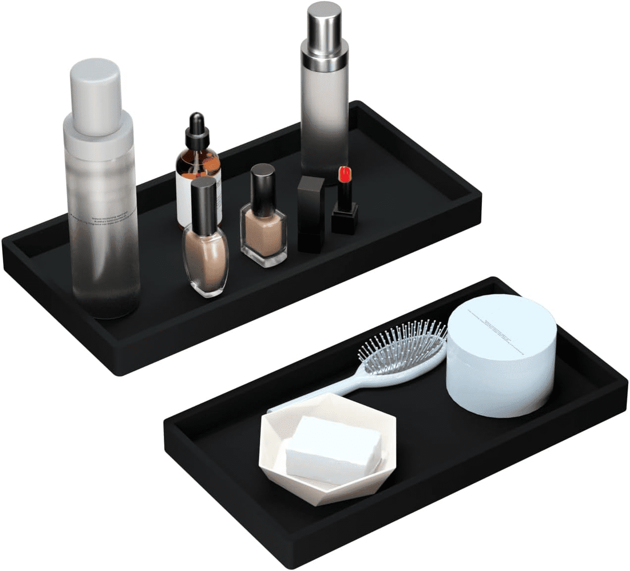Bathroom Tray Countertop for Toiletries, Black Vanity Tray for Makeup ...