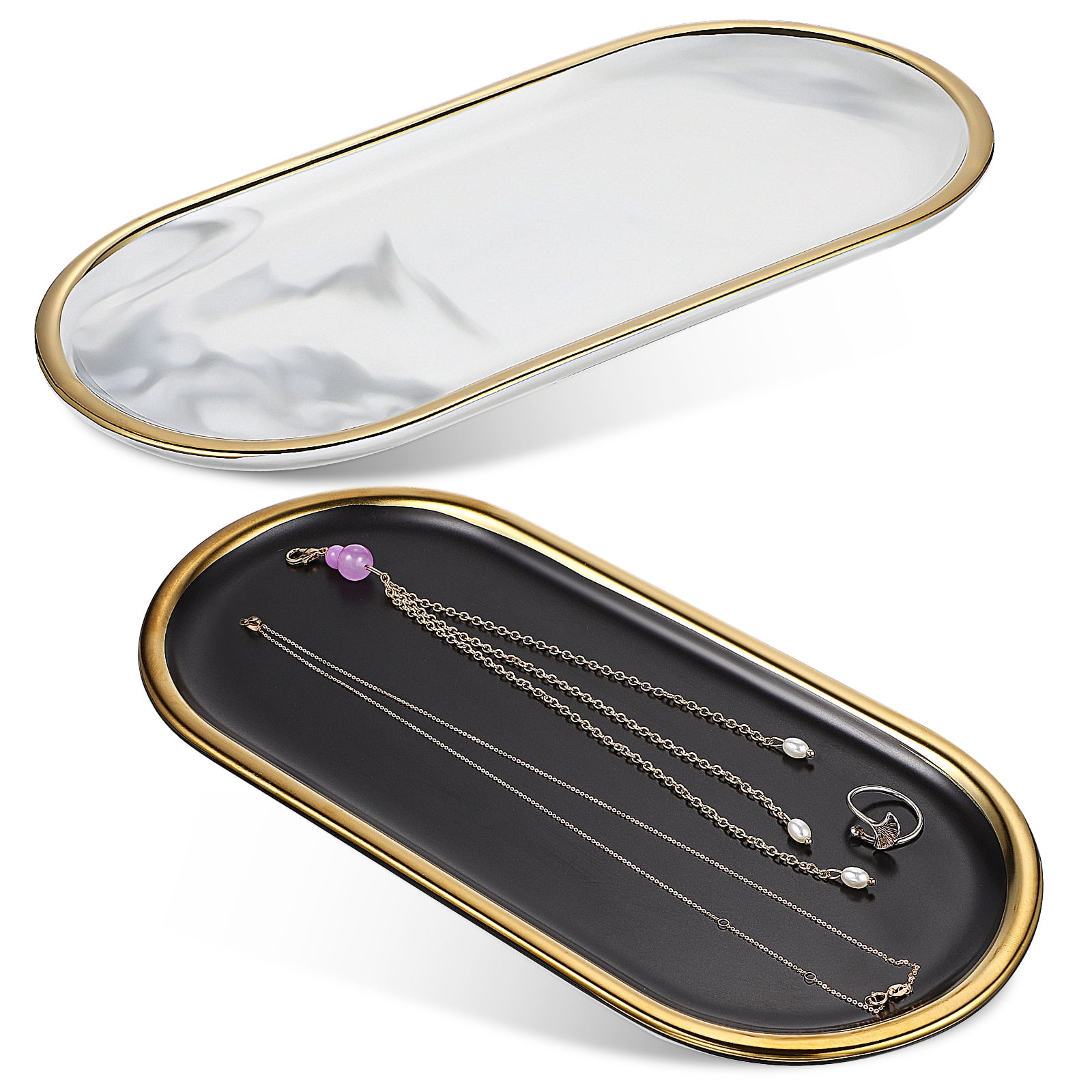 Bathroom Tray Holder, 2 Pcs Bathroom Vanity Trays Oval-shaped ...