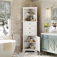 thumbnail image 1 of Bathroom Triangle Organizer Tall Corner Storage Cabinet With 3 Drawers, 2 Open Storage Shelf And 1 Door For Bedroom, 1 of 9
