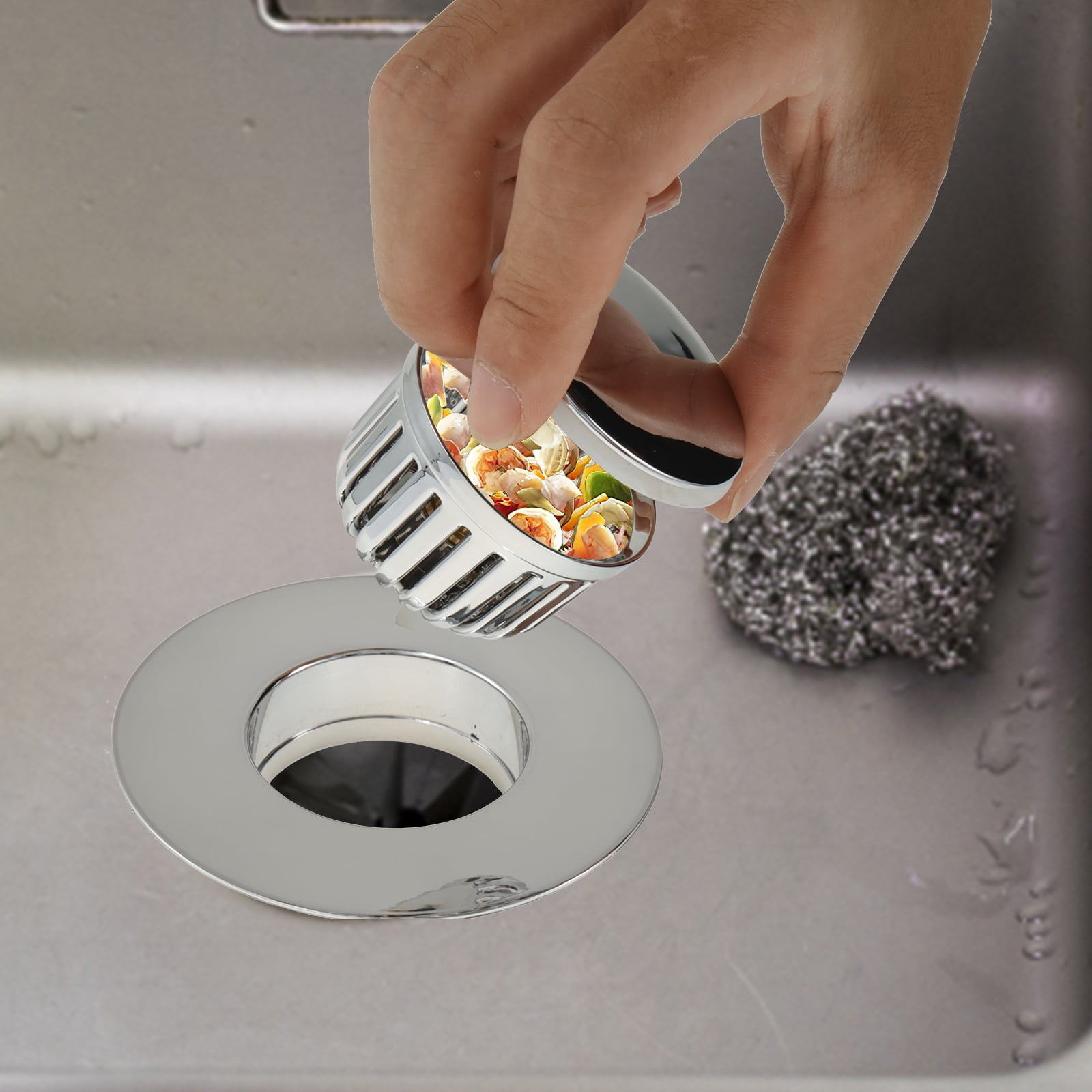 Bathroom Tub Stopper Press Pop Up Sink Drain Strainer with Anti