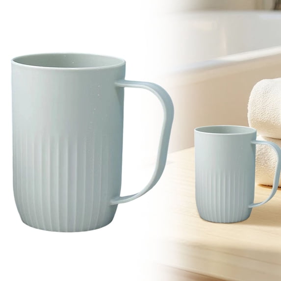 Bathroom Tumbler Cup,Plastic Toothbrush Mug With Handle,Portable Bathroom Rinse Cup,Reusable Household Toothpaste Toothbrush Storage Tumbler for Home,Hotel,Travel,2.75x3.93 inch (Light Green)