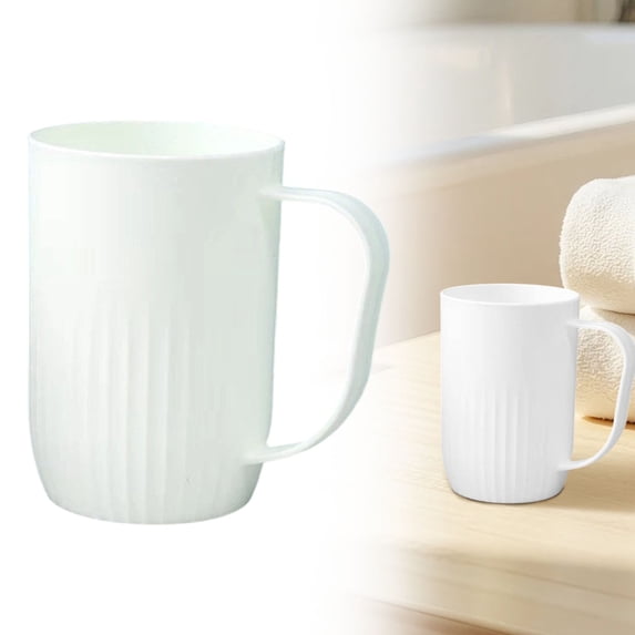 Bathroom Tumbler Cup,Plastic Toothbrush Mug With Handle,Portable Bathroom Rinse Cup,Reusable Household Toothpaste Toothbrush Storage Tumbler for Home,Hotel,Travel,2.75x3.93 inch (White)