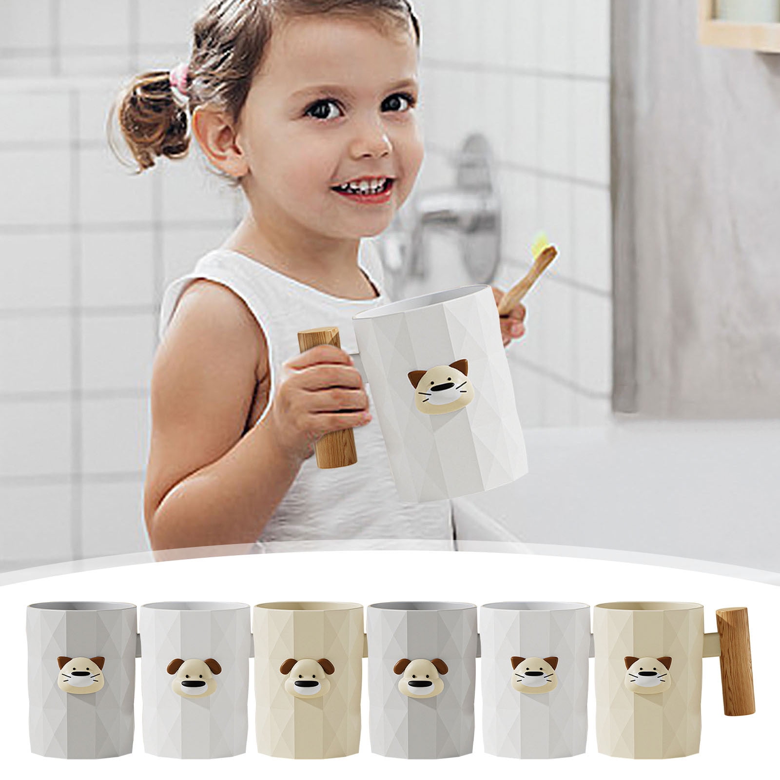 Bathroom Tumbler Cups, Unbreakable Reusable Toothbrush Holders, Plastic Household Drinking Cups, Dishwasher Safe Water Mugs for Kids Couples Friends