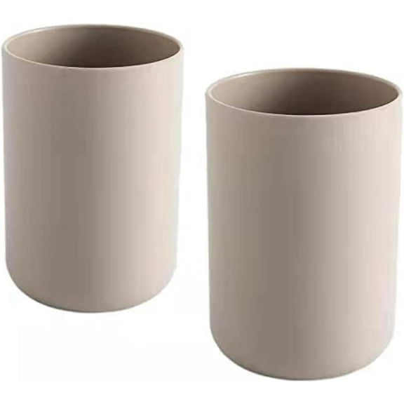 Bathroom Tumblers 2Pcs, Mouthwash Cup, Toothbrush Holders, Drink Mug, Pen Holder, Unbreakable Dishwasher Safe, 10fl.oz(300ml)/Pcs (Brown & Brown)