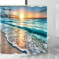 thumbnail image 1 of Bathroom Uses Beach Sunset 3D Shower Curtains, Luxurious Bathtub Standard Shower Curtains, Waterproof and Bright Fabric Shower Curtains, with 12 White Hooks, Size 72x84, 1 of 6