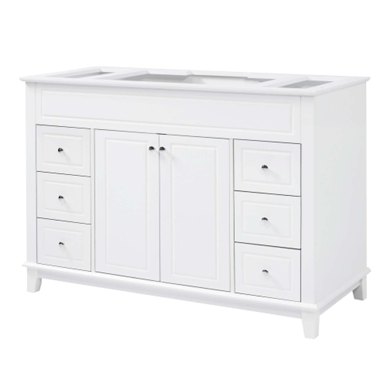 Bathroom Vanities - White Bathroom Vanity Cabinet, Vanity Cabinet with 6 Soft-Close Drawers & 2-Tier Shelves, MDF Pine Wood Base for Powder Room/Laundry