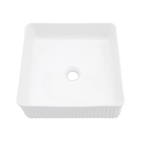 Bathroom Vanity 15.69"x15.69" White Ceramic Square Vessel Bathroom Sink,Vanity With Sink