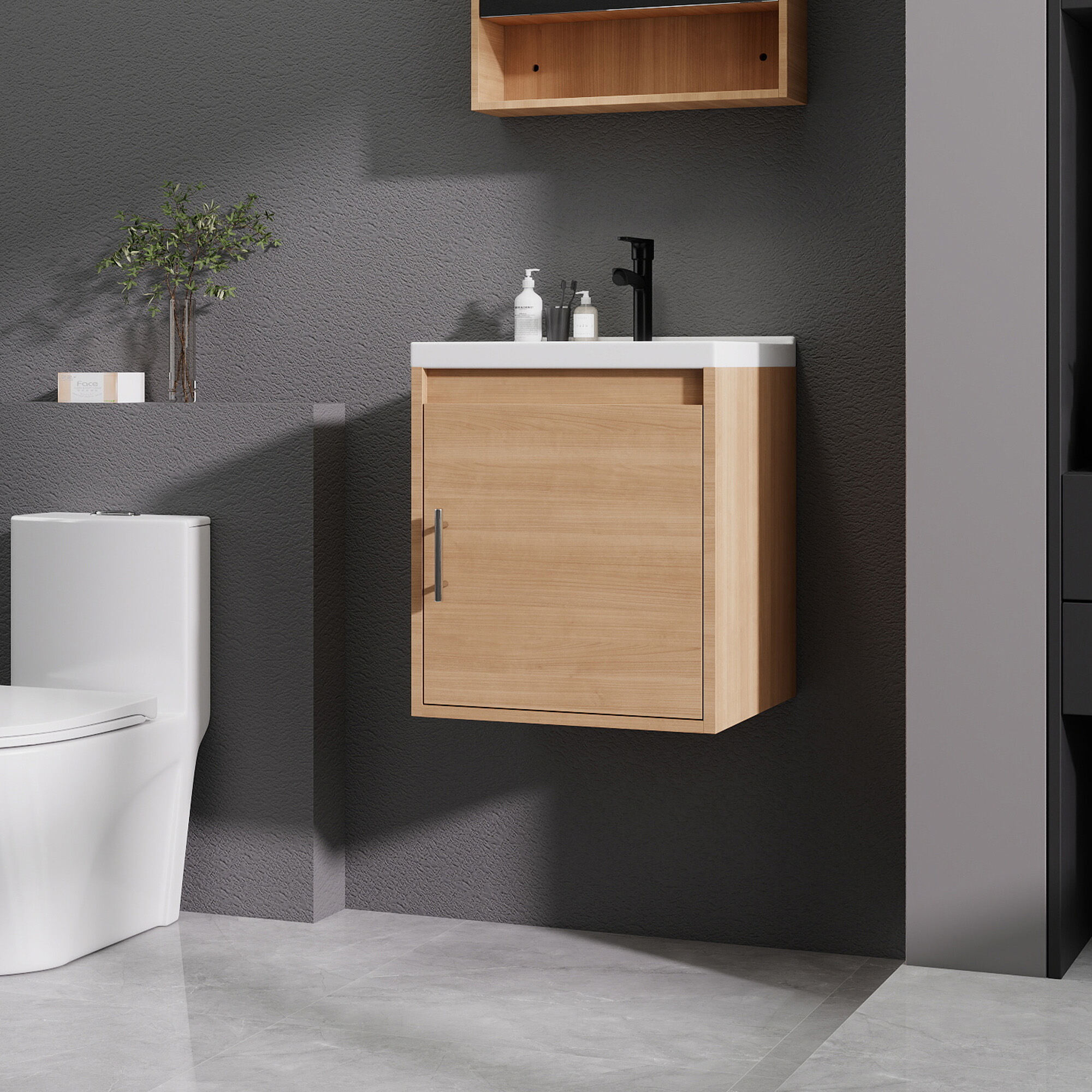 Bathroom Vanity 16'' Bathroom Vanity with Ceramic Sink Combo& Soft