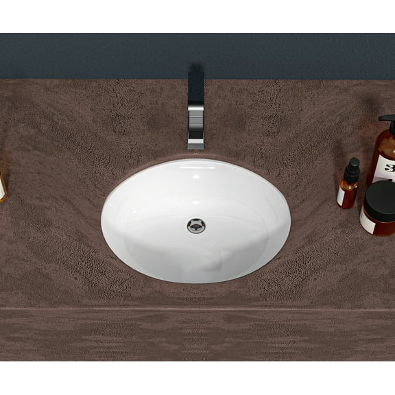Bathroom Vanity 19"x16" White Ceramic Oval Undermount Bathroom Sink with Overflow,Vanity With Sink