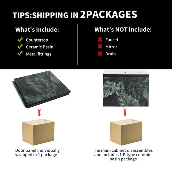 Bathroom Vanity 24'' Floating Wall-Mounted Bathroom Vanity With Ceramics Sink & Soft-Close Cabinet Door, KD-Package,Vanity With Sink