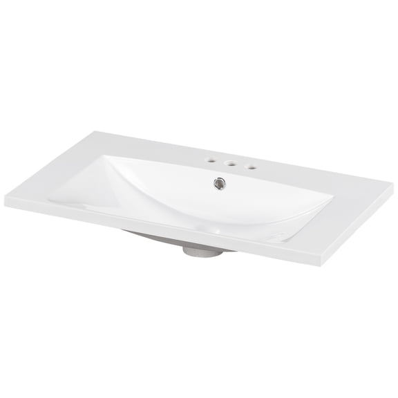 Bathroom Vanity 30" Single Bathroom Basin Sink, Vanity Top Only, 3-Faucet Holes, Resin (REPLACE WF305076AAK),Vanity With Sink