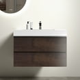 thumbnail image 1 of Bathroom Vanity 36" Walnut - Sink, Large Storage, Silent Operation, No Handle, Modern Style Silent, White Basin, 1 of 7