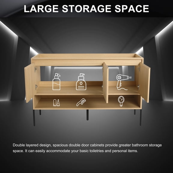 Bathroom Vanity 48" Freestanding Bathroom Vanity & 3 Soft-Close Cabinet Doors (KD-Packing)-Excluding Sink,Bathroom Vanity Set