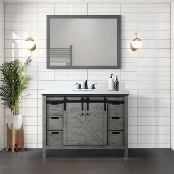 Bathroom Vanity, 48 in. W x 22 in. D, Ash Grey Solid Wood Frame with E0 Plywood, Soft Close 6 Drawers, Interior Cabinet and Open Shelf Storage for Bathroom, Fully Assembled Unit