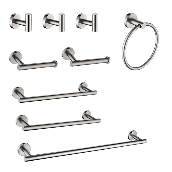 Bathroom Vanity, 9 Piece Stainless Steel Bathroom Towel Rack Set Wall Mount, Brushed Nickel Bathroom Storage Cabinet,Stainless Steel Bathroom Shelving, Bath & Faucets Bathroom Storage